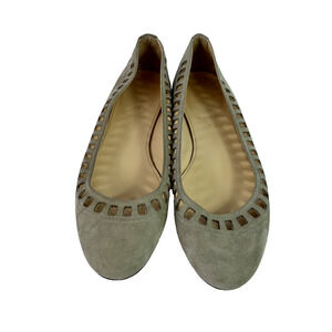 J.Crew Shoes Flats Women 7.5 Tan Lattice Cutout Nora Nude Leather Suede Ballet